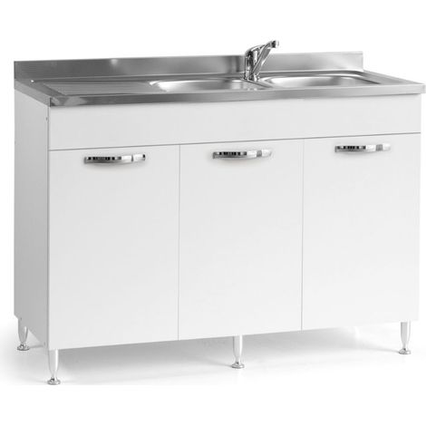 Sottolavello 3 ante 120 cm SENZA LAVELLO colore bianco frassinato