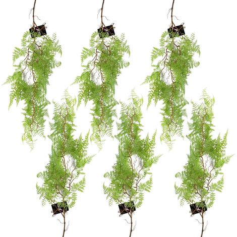6 x 100cm Artificial Hanging Maidenhair Fern Plant Light Green (1/5)