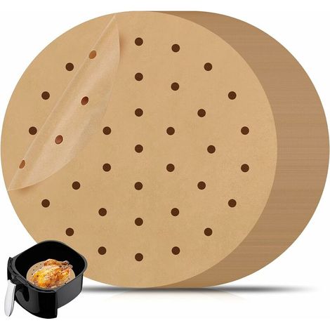 Lot de 100 feuilles de papier parchemin , perforées pour friteuse à air comprimé, papier sulfurisé antiadhésif pour friteuse à air, biscuits, cu, (1/5)