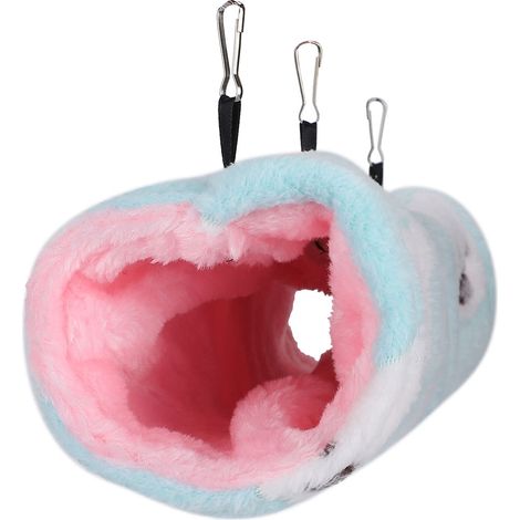 Petit tunnel pour animaux de compagnie, nid en coton doux et peluche, maison suspendue pour hamster (Petit ours vert) M (1/5)