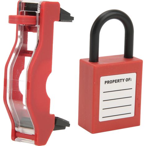Kit de cadenas de sécurité avec couvercle de protection transparent pour disjoncteur, compatible avec les interrupteurs à air monophasés. (1/5)