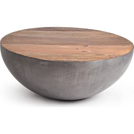 Tavolino "Lancaster" struttura in acciaio con piano in legno per interni -Bianco / Ø 70 cm (1/4)