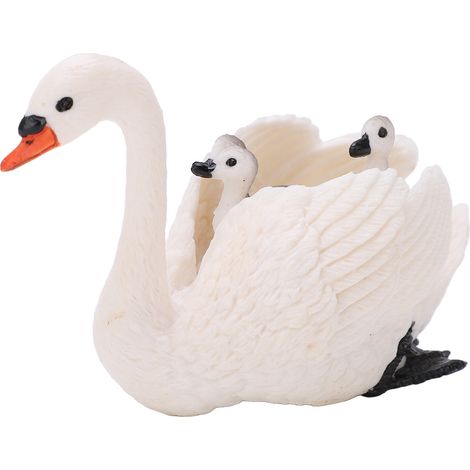Weißer Schwan mit Jungschwänen – realistisches Tiermodell und Lernspielzeug (1/5)
