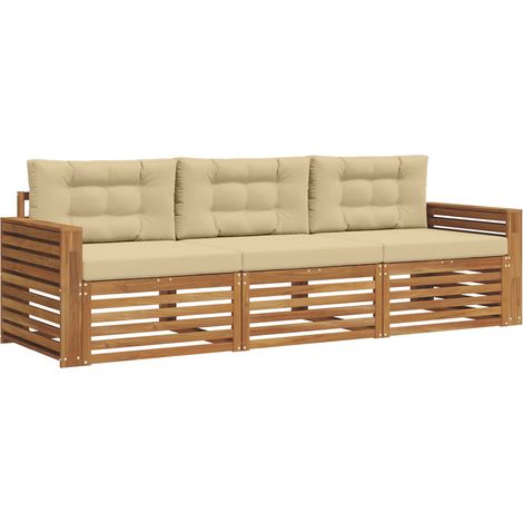Ensemble de canapés d'extérieur 3 pcs  Salon de jardin Naturel et Beige (1/5)