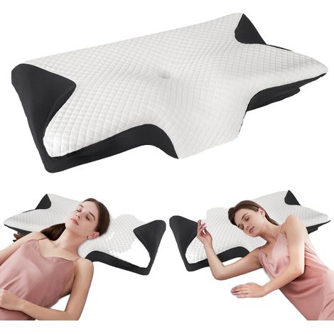 Ergonomisches Kissen, Memory-Schaum, Eckdesign, Schwarz (1/2)