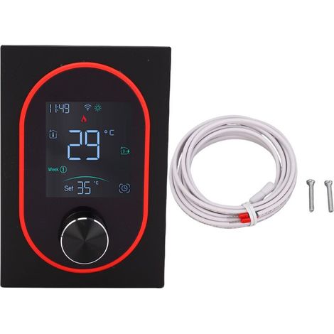 Termostato intelligente WiFi a 2,4 GHz con pulsante programmabile tramite APP e display LCD touch per riscaldamento dell'acqua domestico, colore nero. (1/5)