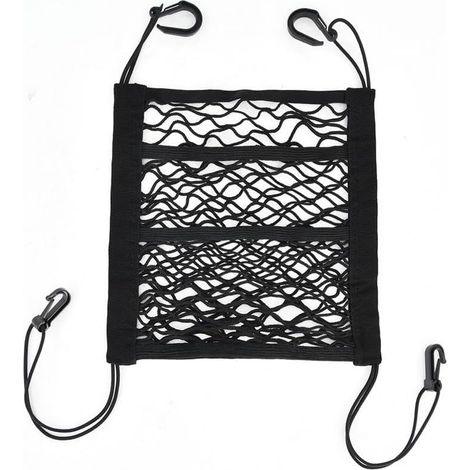 Filet de voiture à 3 couches, sac de rangement pratique pour dossier de siège, filet de voiture pour chiens, filet de rangement, barrière de sécurité pour animaux, porte-mouchoirs (1/5)