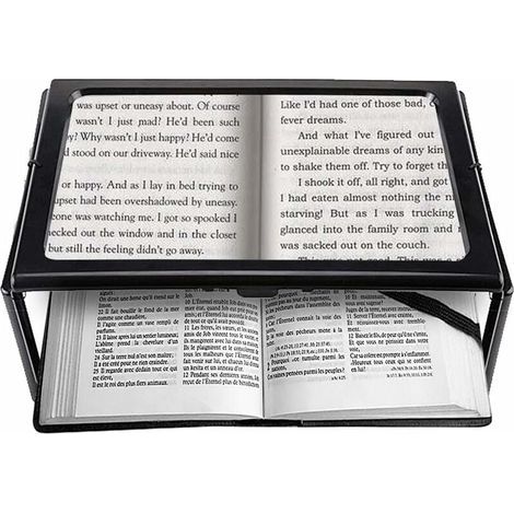 A4 Pleine Page Loupe de Lecture Loupe Sur Pied Rectangulaire Mains Libres avec 4 LED Lampe Lentille de Grossissement 3X pour Lire pour les Personnes âgées Les Aînés et Les Malvoyants de (1/5)