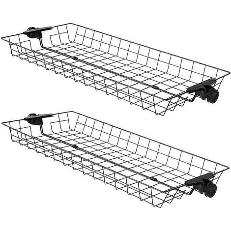 SoBuy Deux paniers de rangement pour tringle télescopique de penderie FRG34-P02-83x38x8cm-Noir (1/5)