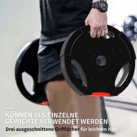 Lot de 4 poids d'entraînement pour salle de sport, musculation à domicile, haltères en fonte noire, 2 x 5 kg et 2 x 2,5 kg (1/5)