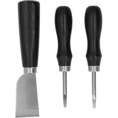 DIY-Ledermesserset für Lederarbeiten, gebogener Sandelholzgriff, Stahlklingen mit scharfen Kanten (1/5)