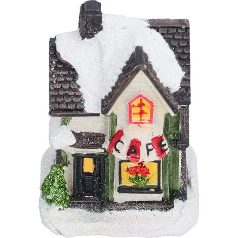 Village de Noël Maison Lumineuse LED en Résine, Décor Lumineux avec Éclairage LED à Piles (1/5)