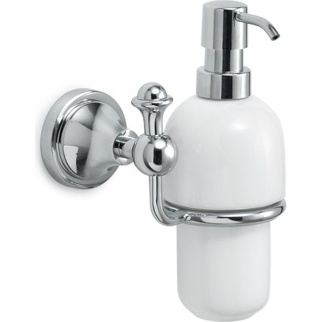 DOSA SAPONE DA PARETE IN ACCIAIO INOX E CERAMICA MODELLO NEVIS - DIM. CM (LXPXH): 13X11,8X18,9 - CROMATO  - GDY