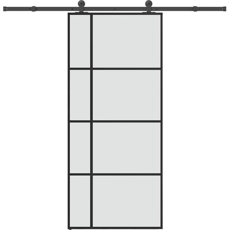 Schiebetür mit Beschlag 90x205 cm ESG-Glas & Aluminium