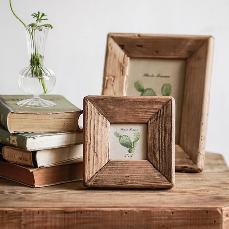 AGE Cadre photo en bois maison salon chambre décoration cadre photo décoration de bureau artisanat cadre photo carré (1/4)