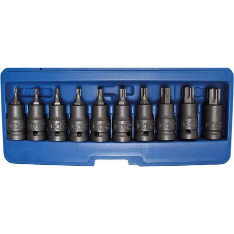 Jeu de Douilles et Embouts Choc 12,5 mm (1/2) Profil T Torx T20-T70 - 10 pcs - Précision et Robustesse - D-Work