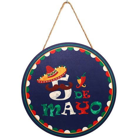 Hölzernes Anhängerschild für den Karneval am 5. Mai in New Mexico, Heimdekoration, Partyartikel, Wanddekoration, Türdekoration (1/2)