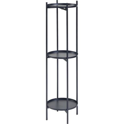 Supporto per piante a 3 livelli 94 x 25 cm metallo nero 030010714
