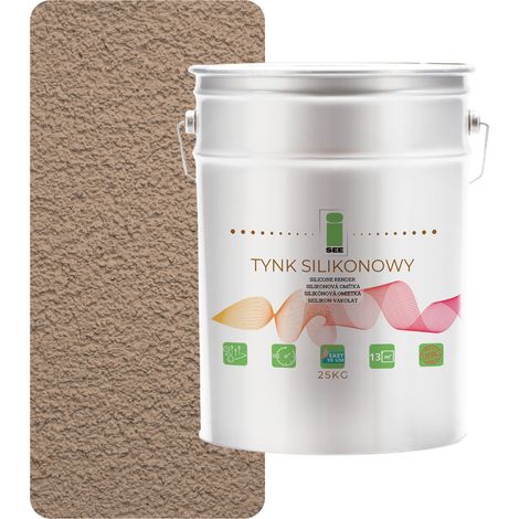 Enduit silicone pour façades extérieures, noyer 1,5 mm, qualité supérieure, 25 kg (1/5)