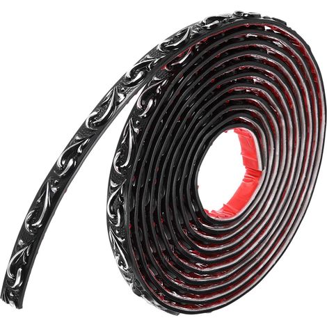 5m Moulures Murales Flexibles, Auto Adhésif Décollable et Collable Molding Papier Peint Cadre Miroir Bordure Trim pour Cabinet Cadre Miroir, Vague Noir Argent (1/5)