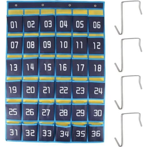 Pochette De Rangement Suspendu - 36 Compartiments Transparent Numéroté - Pour Téléphone Portable Et Calculatrice - Classe École - Lot De 1 (1/5)