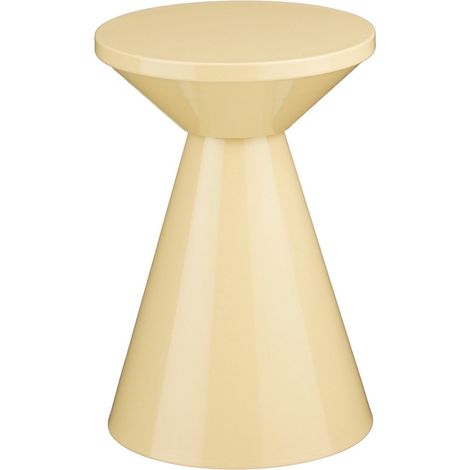Table d'appoint ronde en fer beige bout de canapé et table de chevet Ø 30,5 x H 45 cm - PANGIVO (1/5)