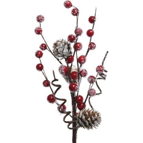 DECORAZIONE NATALIZIA, RAMO CON BACCHE E PIGNE, 7X15X30 CM, NATALE, ADDOBBI DI NATALE (1/2)