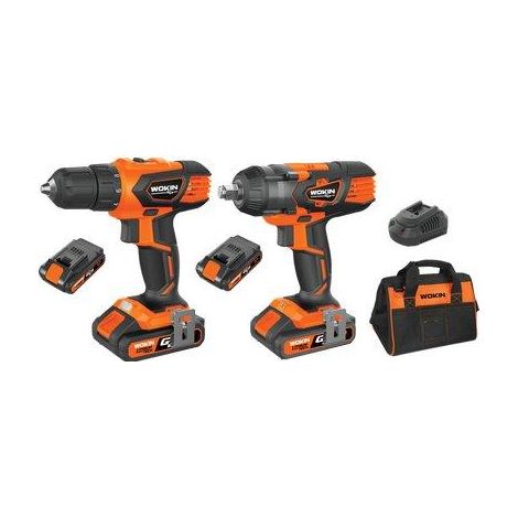 TRAPANO + AVVIT IMPULSI BATT GP20V 628102 WOKIN  VOLT 20X2 AH 2,0 1/2 + BORSA