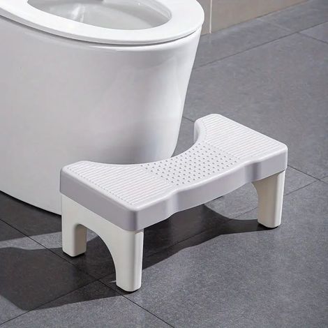 1 Toilettenhocker für Erwachsene – Extra breite Basis und rutschfeste Oberfläche, robuste Kunststoffkonstruktion, mit ergonomischer Fußstütze – Geeignet für Senioren und Schwangere – Badezimmerhocker 