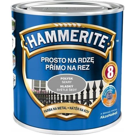 Peinture pour métal Hammerite Straight to Rust, gris brillant, 0,7 L