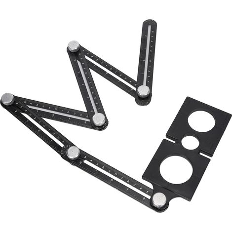 6-teiliges, faltbares Lineal aus Aluminiumlegierung, multifunktionale Bohrschablone, Mess- und Markierungswerkzeug für die Holzbearbeitung (1/5)