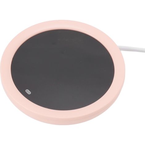 Chauffe-tasse électrique USB à pression par gravité, 55 °C, rose, idéal pour le bureau.