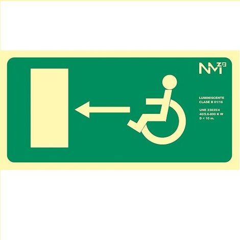 Señal Salida Minusvalidos Izquierda PVC 32x16 cm Verde