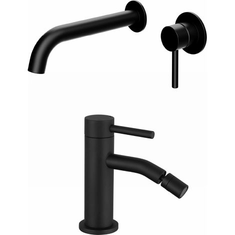Coppia miscelatori Lavabo ad Incasso, Bidet senza Scarico in Ottone Nero Opaco Mod. Bette (1/3)
