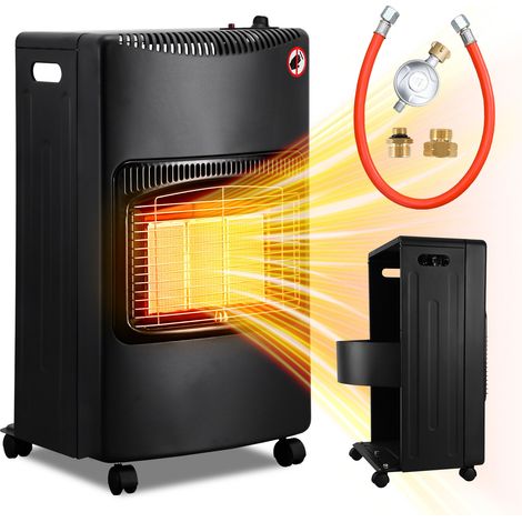 Wolketon Chauffage d’appoint gaz 4200 W infrarouge, 3 puissances, allumage piézo, ODS, 4 roulettes, 2 adaptateurs UE (1/5)