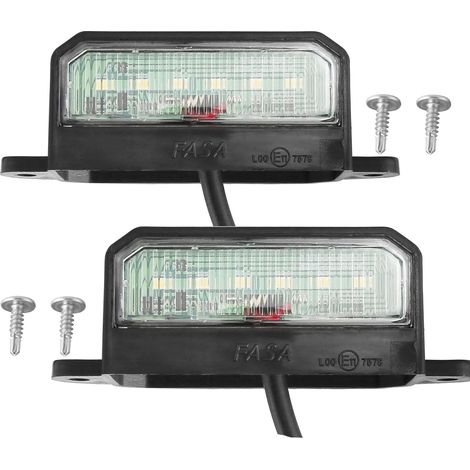2 Pièces Éclairage Plaque Immatriculation LED 12V 24V Etanche Blanche Froide Feux Arrière de Plaque d’Immatriculation pour Remorque Voiture (1/5)