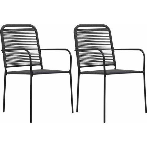 vidaXL Chaises de jardin lot de 2 Corde en coton et acier Noir (1/5)
