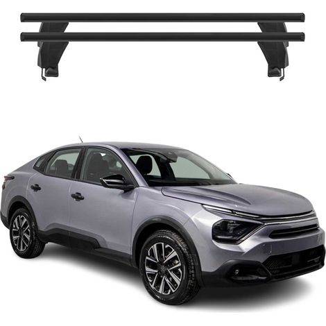 OMAC Barres de toit transversales en aluminium pour Citroën C4X / ë-C4 X 2022-2026 – Antivol – Rainure en T – Testées City Crash – Charge Max 50 kg Noir (1/4)