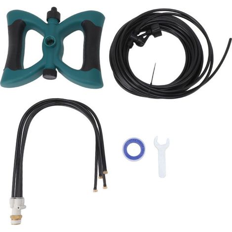 Jeffergarden Brumisateur sur pied pour extérieur, système de brumisation rafraîchissant, angle flexible et réglable, anti-fuite, portable, avec tuyau d'extension de 10 m pour jardin, filetage UE (1/5)