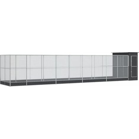 Gabbia per uccelli voliera con estensione argento 1037 x 203 x 216 cm acciaio argento 020045642