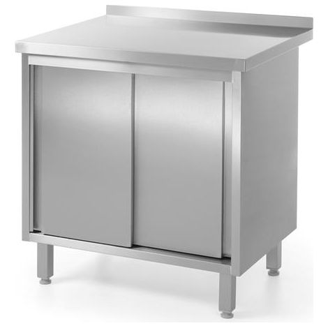 Table murale avec placard, portes coulissantes - soudée - Ref 811672 - 60x140xH88 cm - Hendi