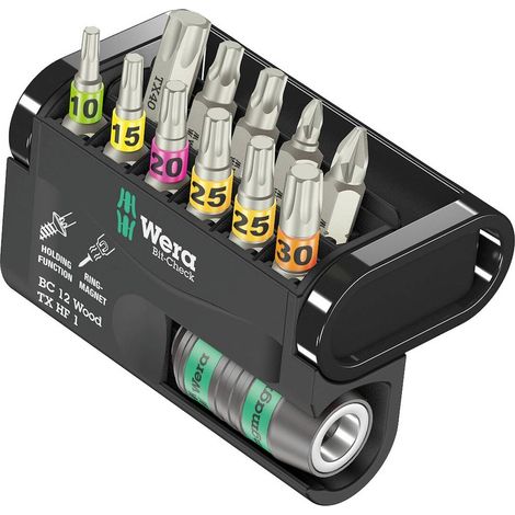 Wera Bit-Check 12 Wood TORX HF, 12 pezzi con funzione di tenuta
