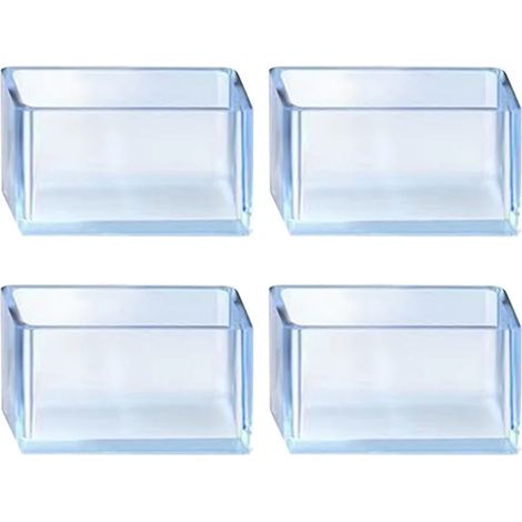 Set mit 4 transparenten, quadratischen Stuhlbeinkappen, 80 x 80 mm, aus Gummi, staubdicht, Nivelliersystem für Möbel