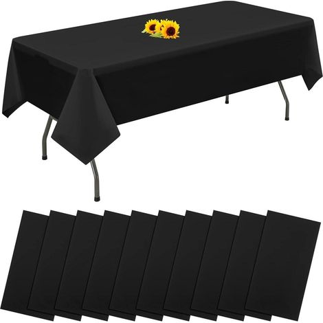 10x Einweg-Tischdecken Schwarz 137x274cm Rechteckig Wasserdicht PEVA für Partys (1/5)