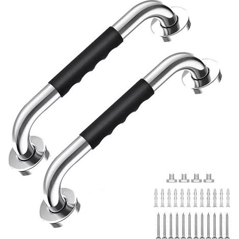 Poignée murale antidérapante 30 cm – Lot de 2 – Pour douche, WC, escalier – Fixation incluse – Sécurité (1/5)