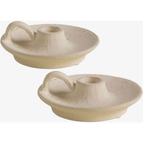 SKLUM Packung mit 2 Laisne-Keramikkandelabern Creme-Beige                                  