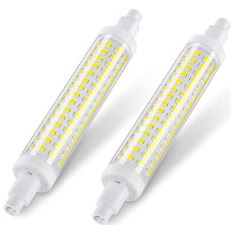 Ampoule LED R7s 118mm, Non-dimmable, Blanc froid 6000K,9W équivalent 125W lampes halogènes, 1300LM, Culot R7s LED lumière linéaire pour projecteur et applique, 2 Pièces [Classe énergétique E] (1/4)