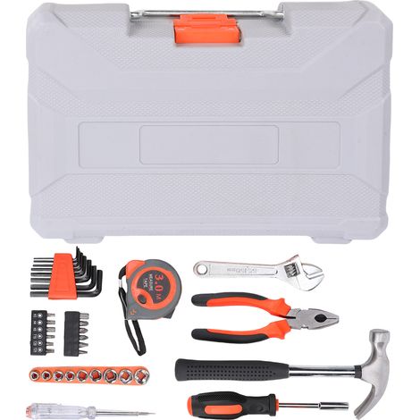 Coffret d'outils 35 pièces auto et maison en acier chrome-vanadium pour bricolage voiture et réparations domestiques 8035 orange