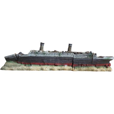 Décoration épave du TITANIC en deux parties 38 x 9,5 x 5,5 cm aquarium - Flamingo