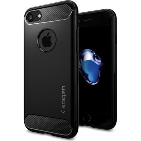 Coque - Protection Renforcée - Compatible iPhone 7 Et iPhone 8 - Fibre De Carbone - Noir - Par 1 (1/4)